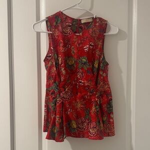 Ulla Johnson Red Floral Tank Top